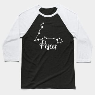 Pisces Zodiac Constellation in White Baseball T-Shirt